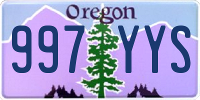 OR license plate 997YYS