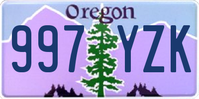 OR license plate 997YZK