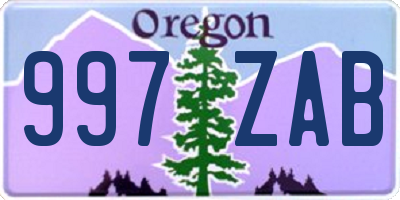 OR license plate 997ZAB