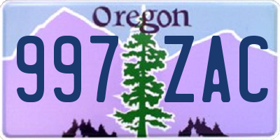 OR license plate 997ZAC