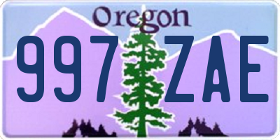 OR license plate 997ZAE