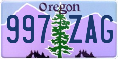 OR license plate 997ZAG