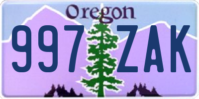 OR license plate 997ZAK