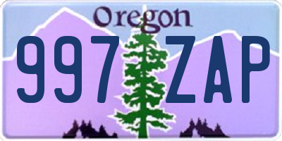 OR license plate 997ZAP