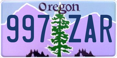 OR license plate 997ZAR