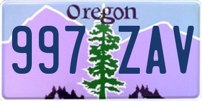 OR license plate 997ZAV