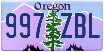 OR license plate 997ZBL