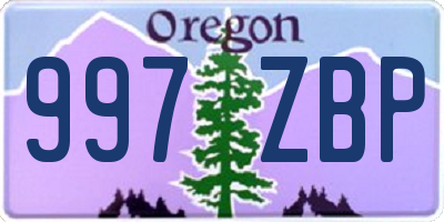 OR license plate 997ZBP