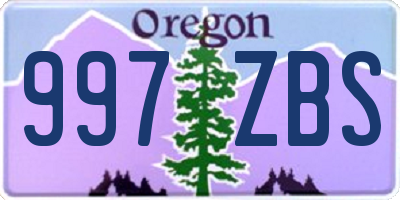 OR license plate 997ZBS