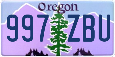 OR license plate 997ZBU