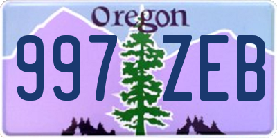 OR license plate 997ZEB