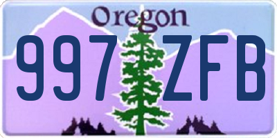 OR license plate 997ZFB