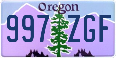 OR license plate 997ZGF