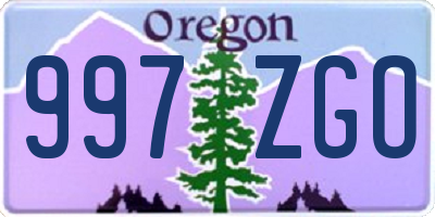 OR license plate 997ZGO