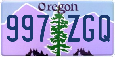 OR license plate 997ZGQ