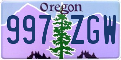 OR license plate 997ZGW