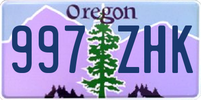 OR license plate 997ZHK