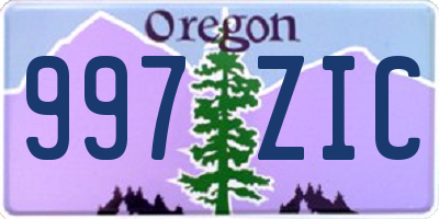 OR license plate 997ZIC