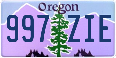 OR license plate 997ZIE