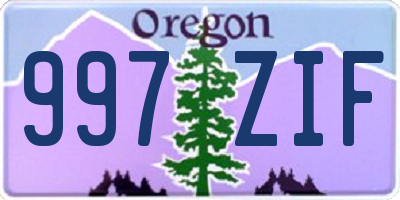 OR license plate 997ZIF