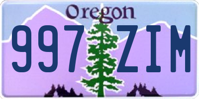 OR license plate 997ZIM