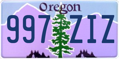 OR license plate 997ZIZ