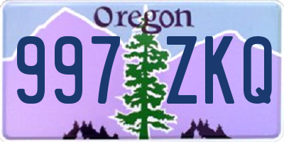 OR license plate 997ZKQ