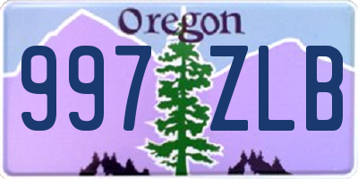 OR license plate 997ZLB