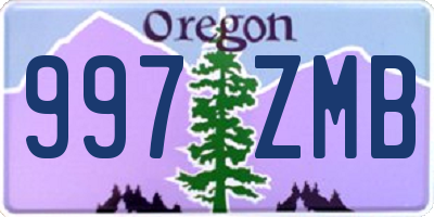 OR license plate 997ZMB