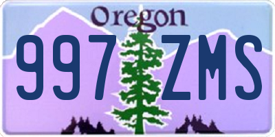 OR license plate 997ZMS