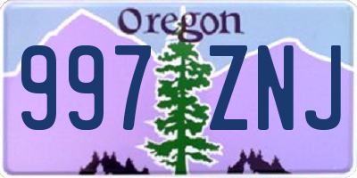 OR license plate 997ZNJ