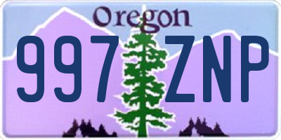 OR license plate 997ZNP