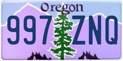 OR license plate 997ZNQ