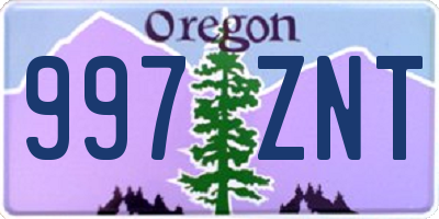 OR license plate 997ZNT