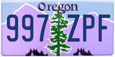 OR license plate 997ZPF