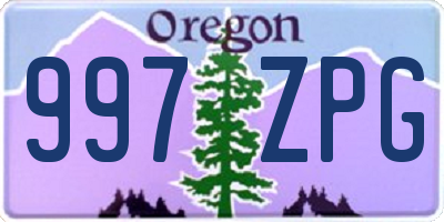 OR license plate 997ZPG