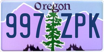 OR license plate 997ZPK