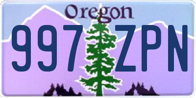 OR license plate 997ZPN