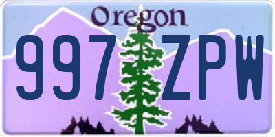 OR license plate 997ZPW