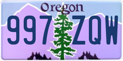 OR license plate 997ZQW