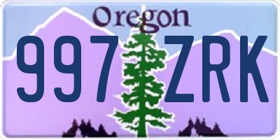 OR license plate 997ZRK