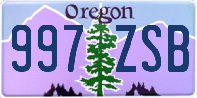 OR license plate 997ZSB