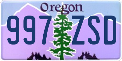 OR license plate 997ZSD