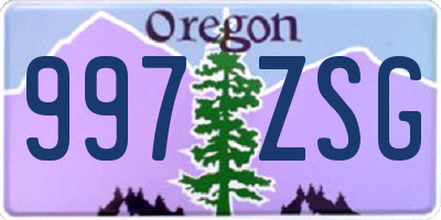 OR license plate 997ZSG