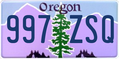 OR license plate 997ZSQ