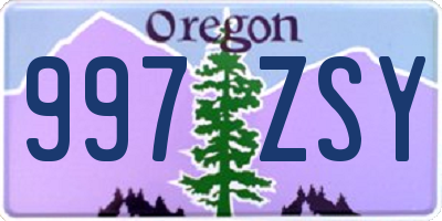 OR license plate 997ZSY