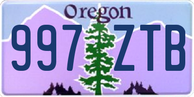 OR license plate 997ZTB