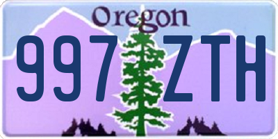 OR license plate 997ZTH