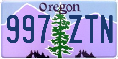 OR license plate 997ZTN