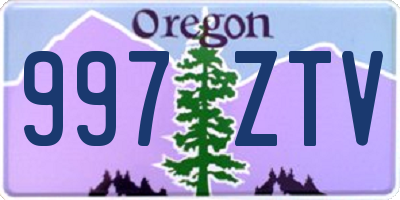 OR license plate 997ZTV